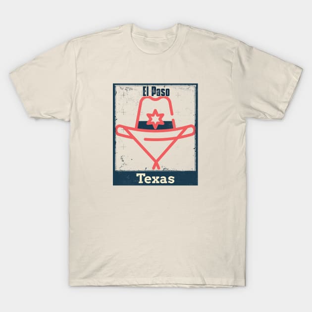 El Paso, Texas – Cowboy Hat with Star Badge T-Shirt by Urban Gypsy Designs